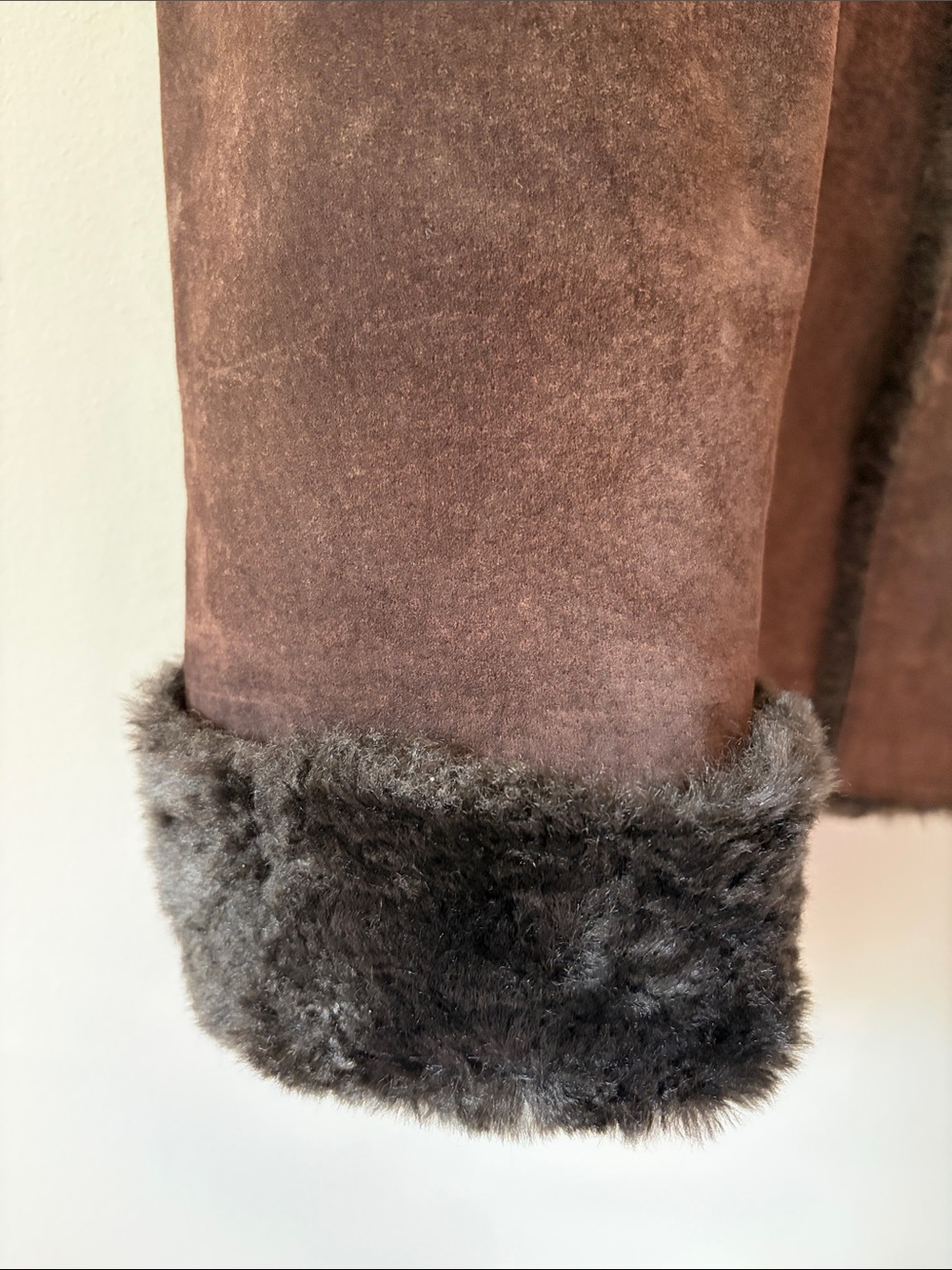 Vintage Giacca Leather Coat Faux Shearling Detail Medium Brown Penny Lane - Picture 6 of 13